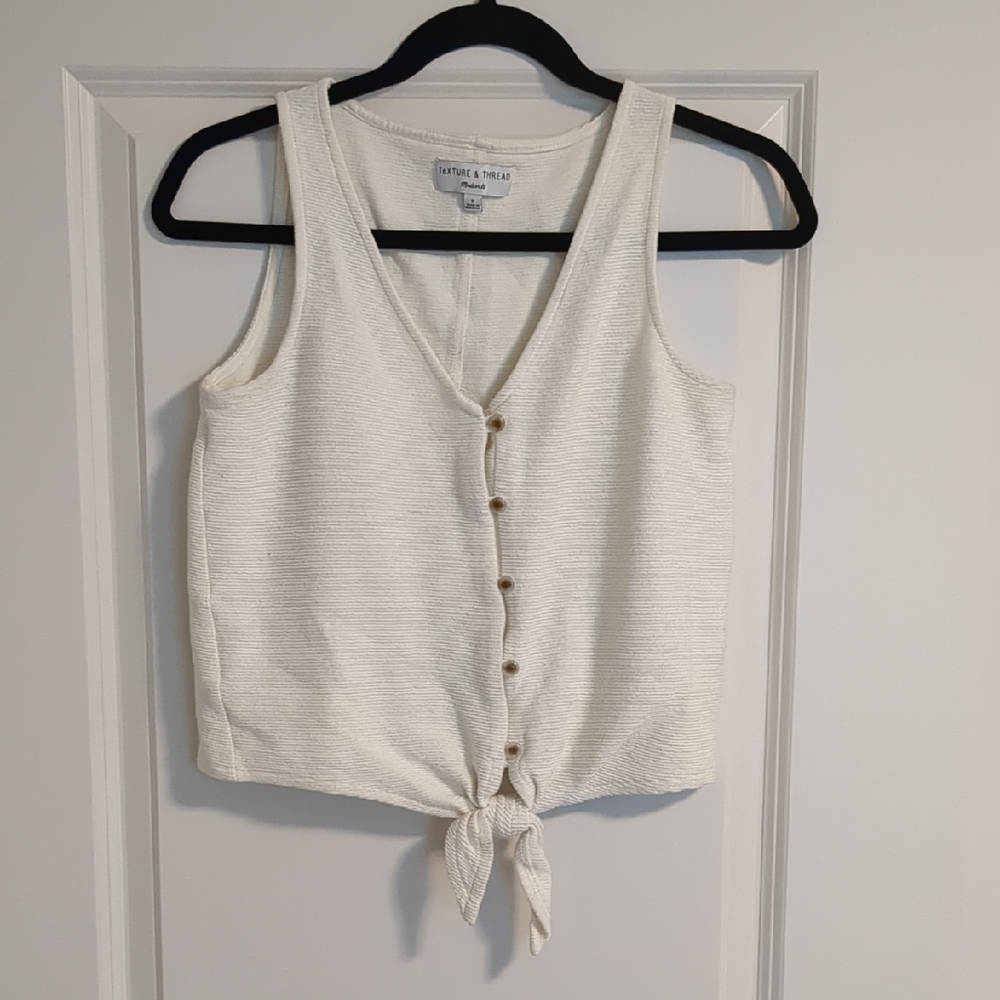 Madewell Ivory Buttoned Tie-Front Tank Top